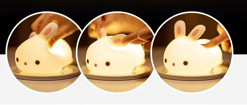 Cute rabbit night light remote control led charging night light children birthday gift