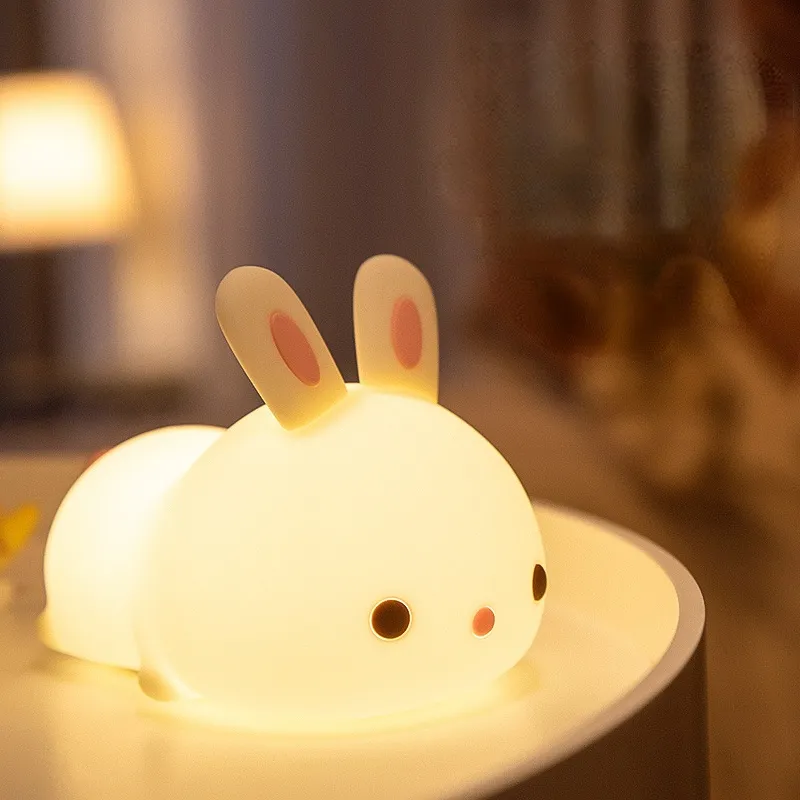 Cute rabbit night light remote control led charging night light children birthday gift