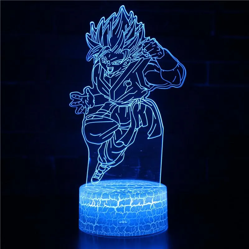 Dragon Ball Series Super Saiyan Goku 3D Night Light New Strange Colorful Touch LED Desk Lamp Creative Birthday Gift Ornaments