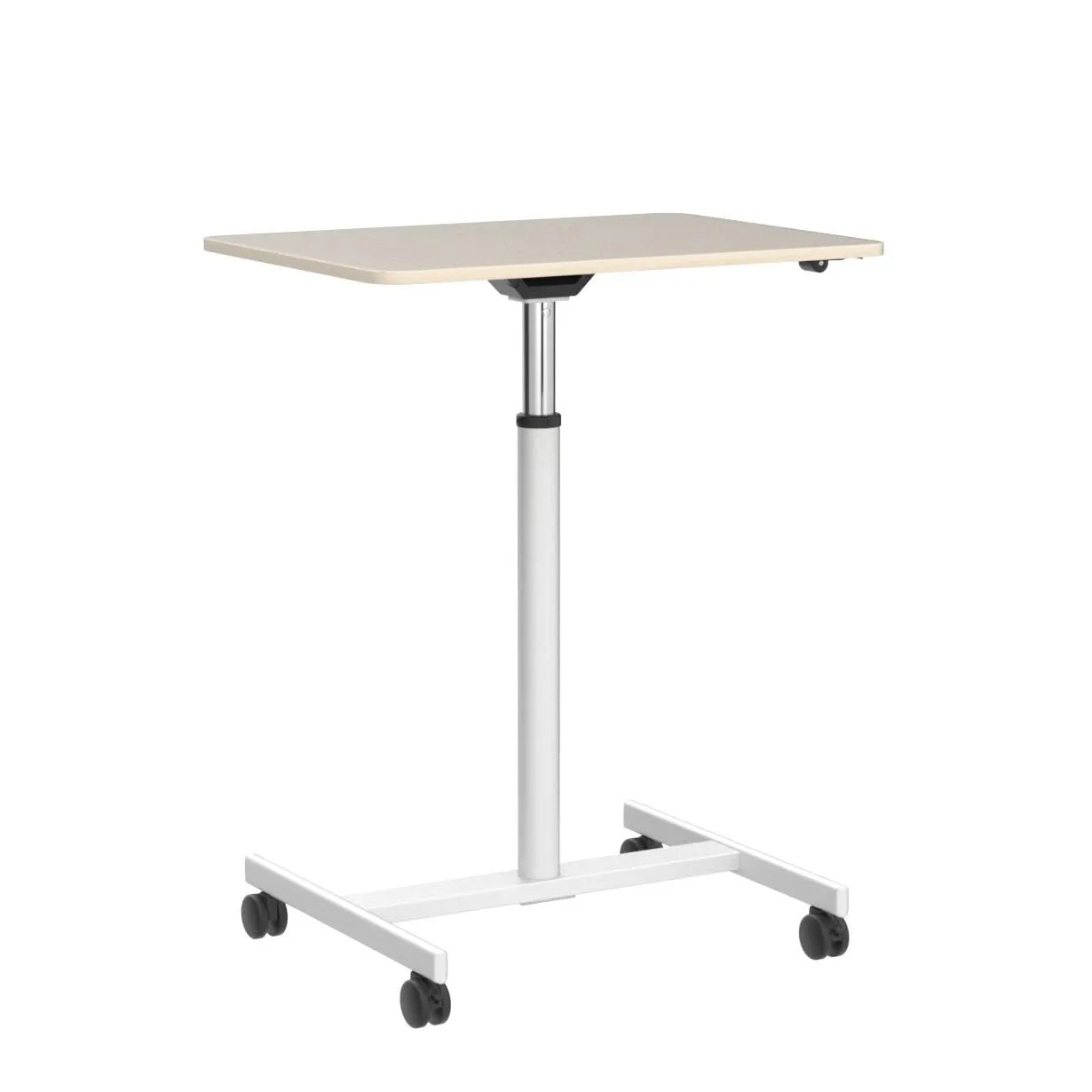 Duronic Sit-Stand Desk WPS67 | Brown/White Ergonomic Desk | Multi-Use Video Projector Table on Wheels | 70x48cm Platform | Portable | Adjustable Height | 30kg Capacity | For Home/Office/Workspace