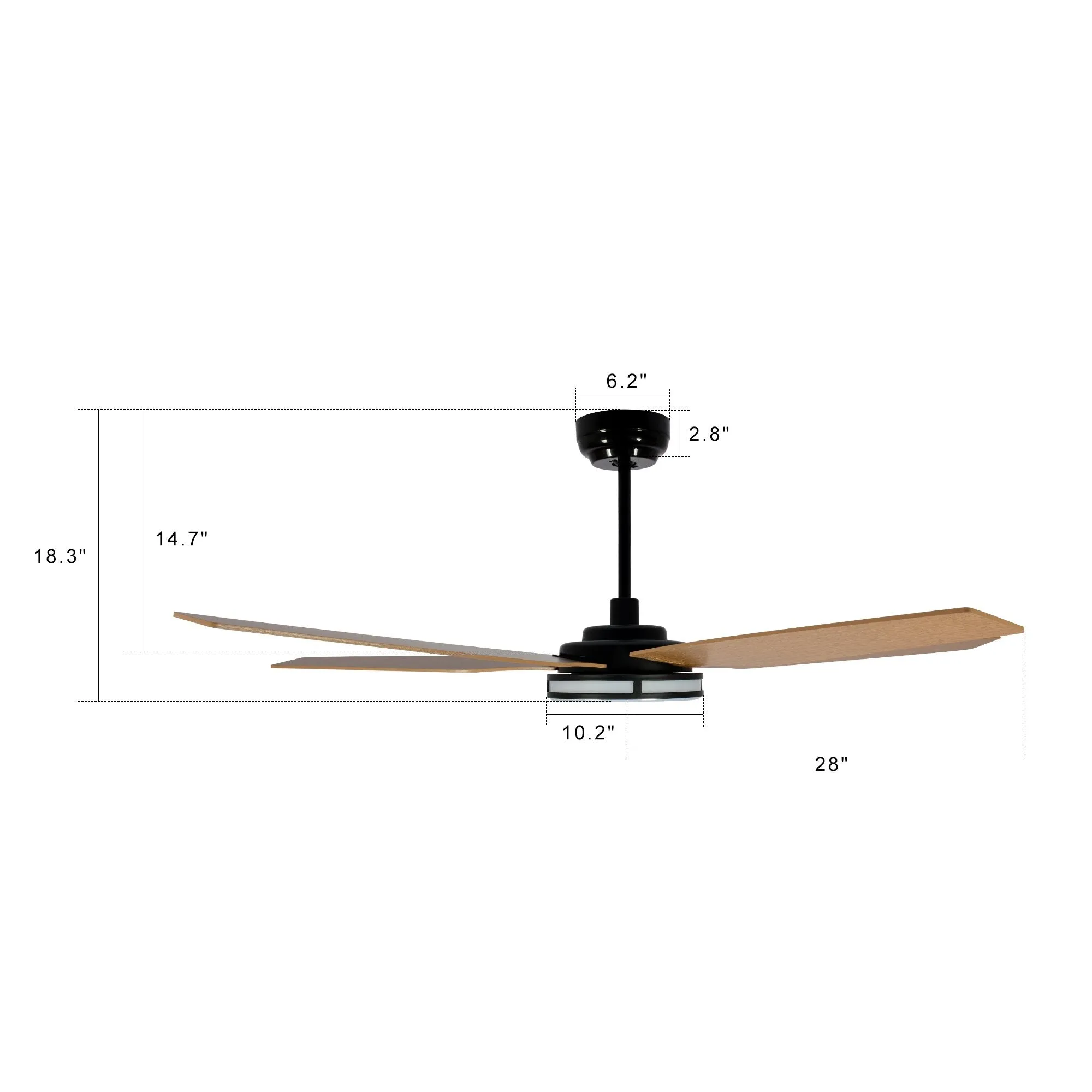 ELIRA 56 inch 5-Blade Smart Ceiling Fan with LED Light Kit & Remote - Black/Fine Wood Grain Pattern