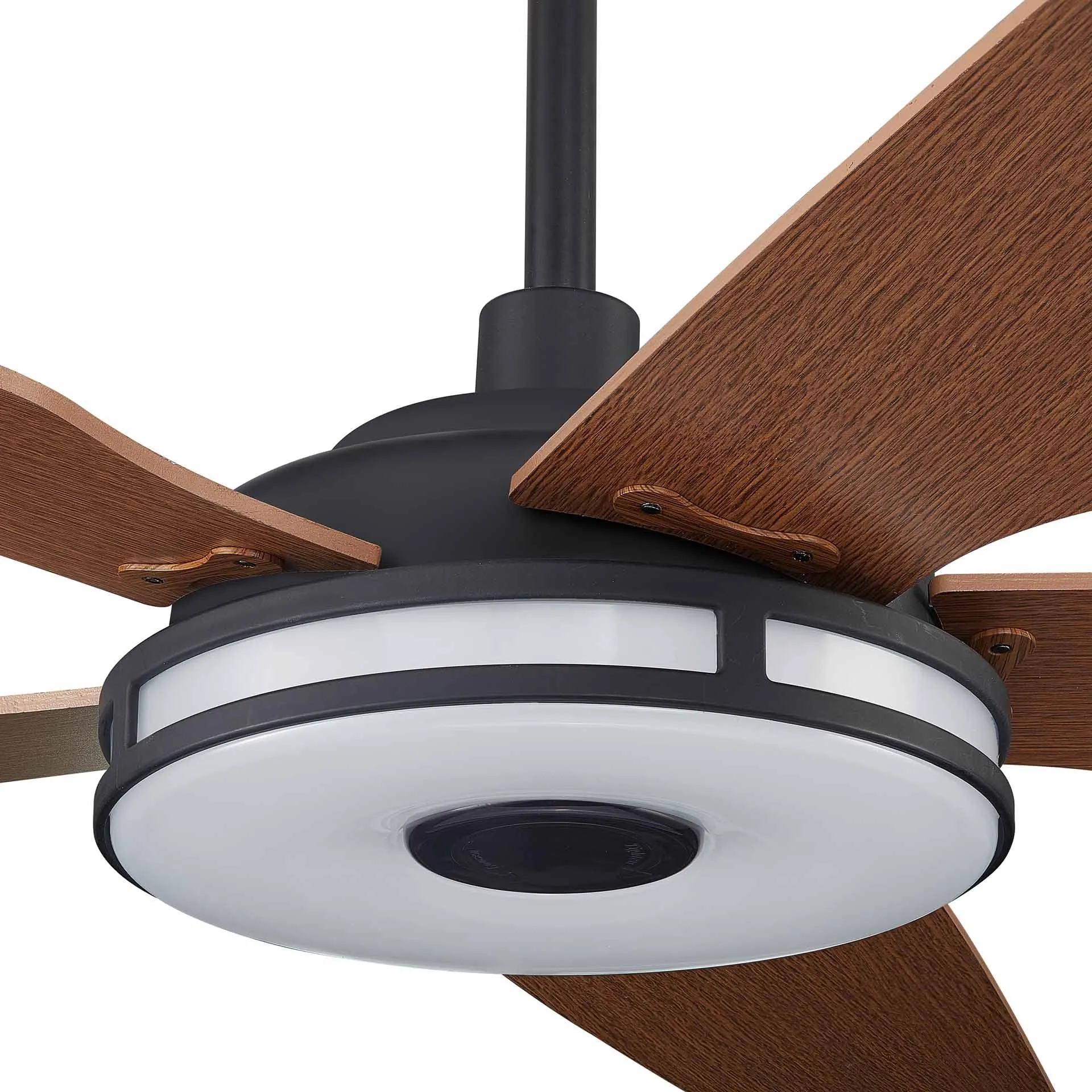 ELIRA 56 inch 5-Blade Smart Ceiling Fan with LED Light Kit & Remote - Black/Fine Wood Grain Pattern