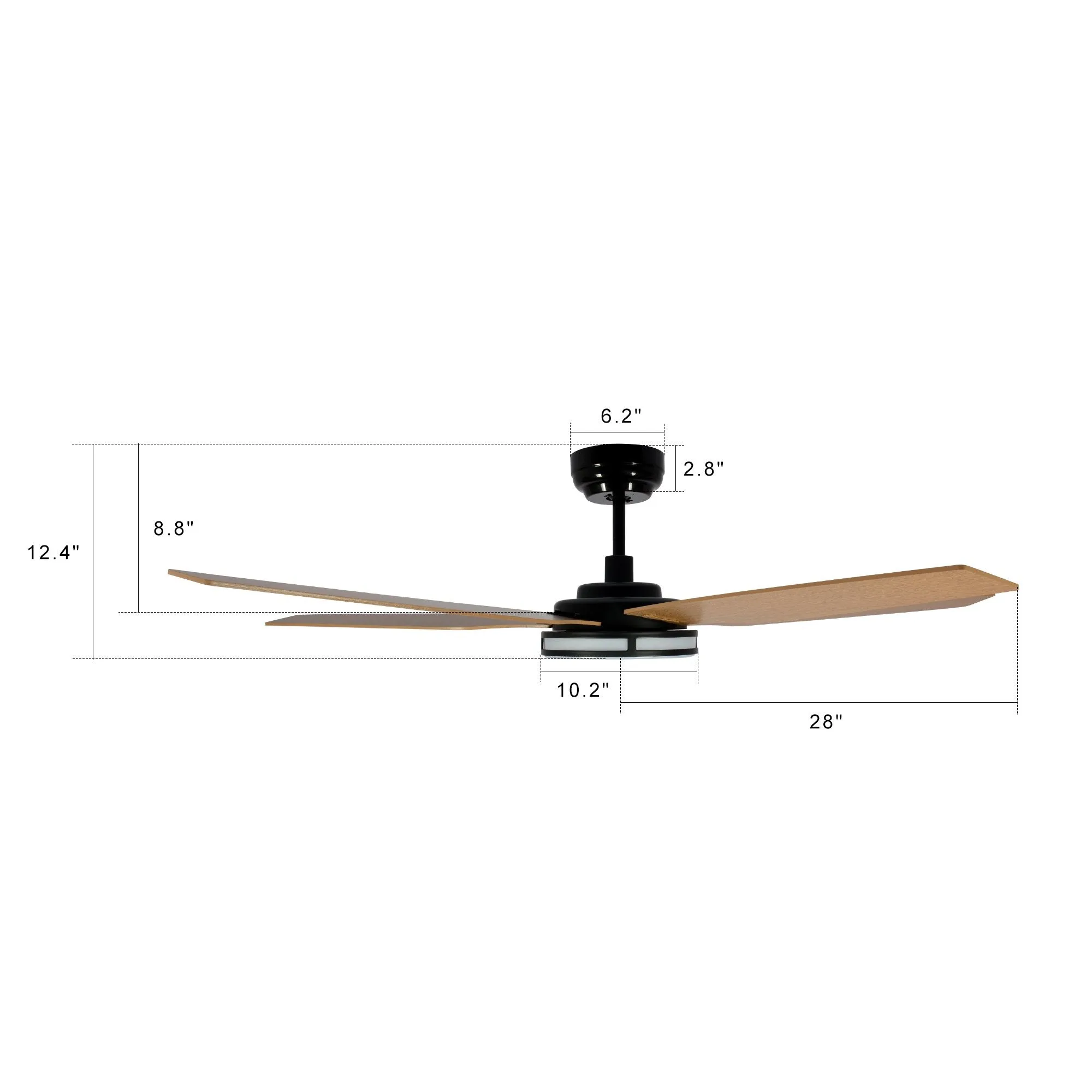 ELIRA 56 inch 5-Blade Smart Ceiling Fan with LED Light Kit & Remote - Black/Fine Wood Grain Pattern