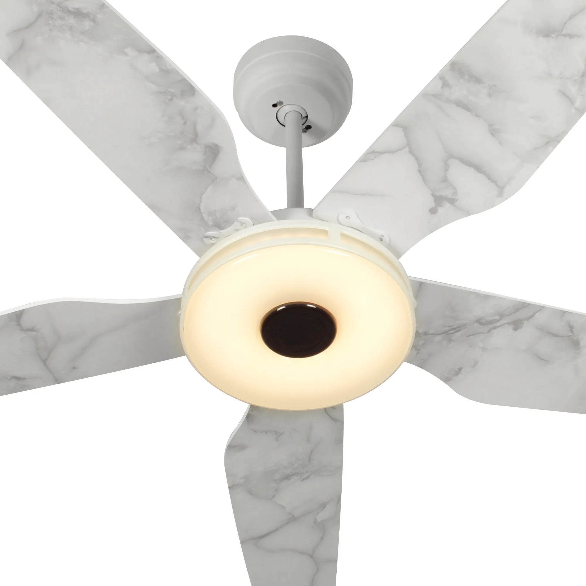 ELIRA 56 inch 5-Blade Smart Ceiling Fan with LED Light Kit & Remote - White/Marble Pattern