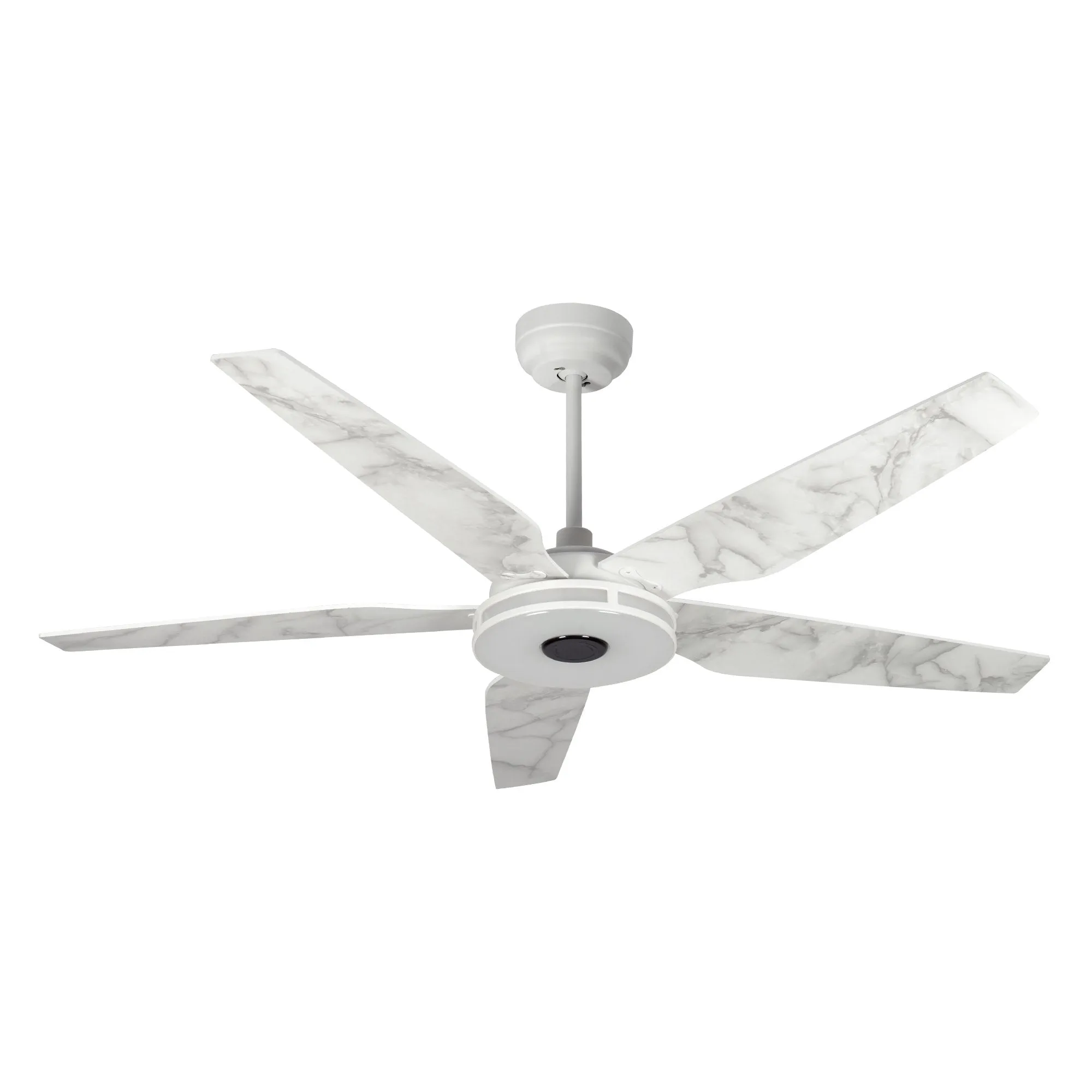 ELIRA 56 inch 5-Blade Smart Ceiling Fan with LED Light Kit & Remote - White/Marble Pattern