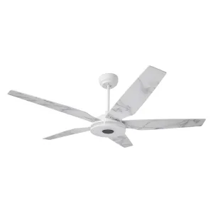 ELIRA 56 inch 5-Blade Smart Ceiling Fan with LED Light Kit & Remote - White/Marble Pattern