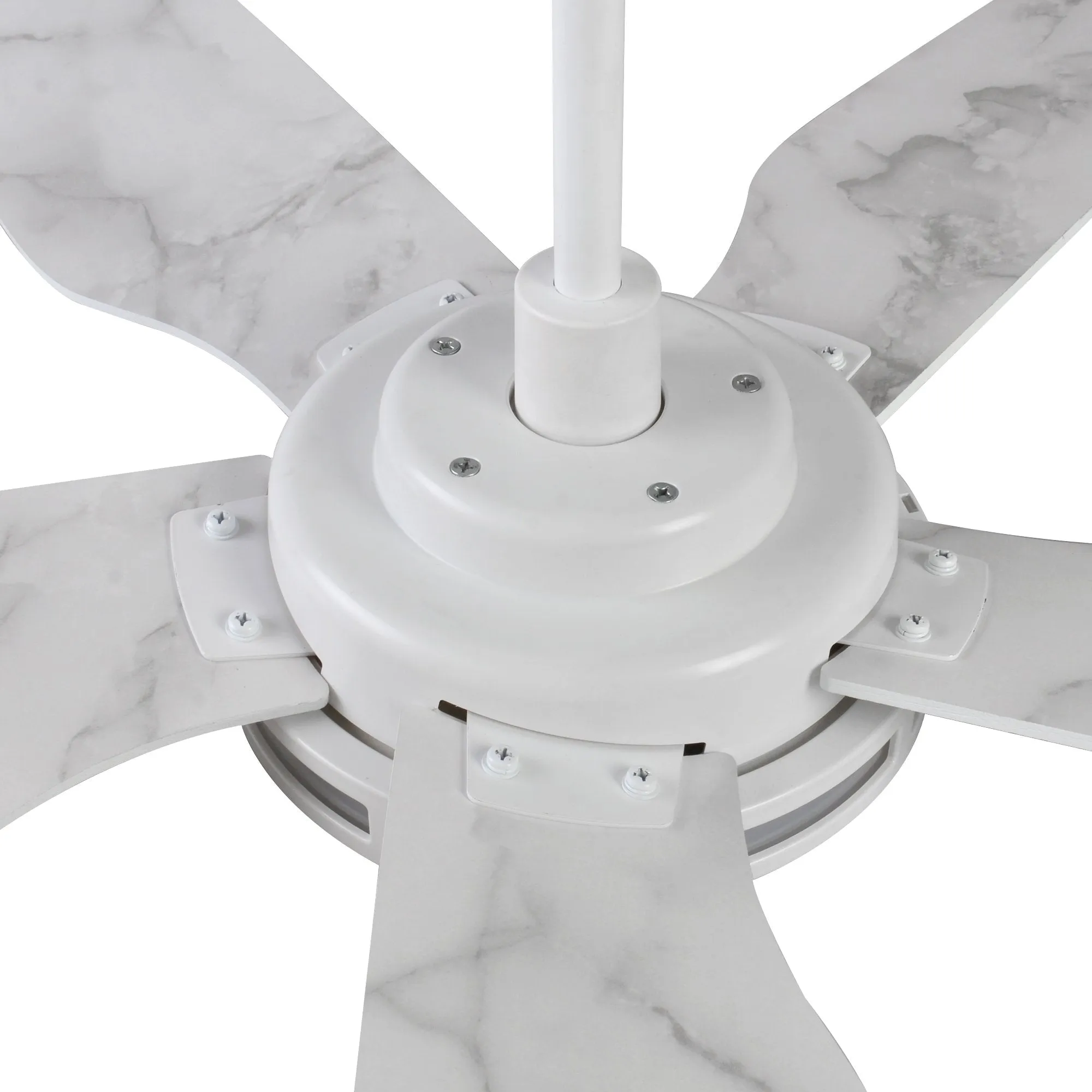 ELIRA 56 inch 5-Blade Smart Ceiling Fan with LED Light Kit & Remote - White/Marble Pattern