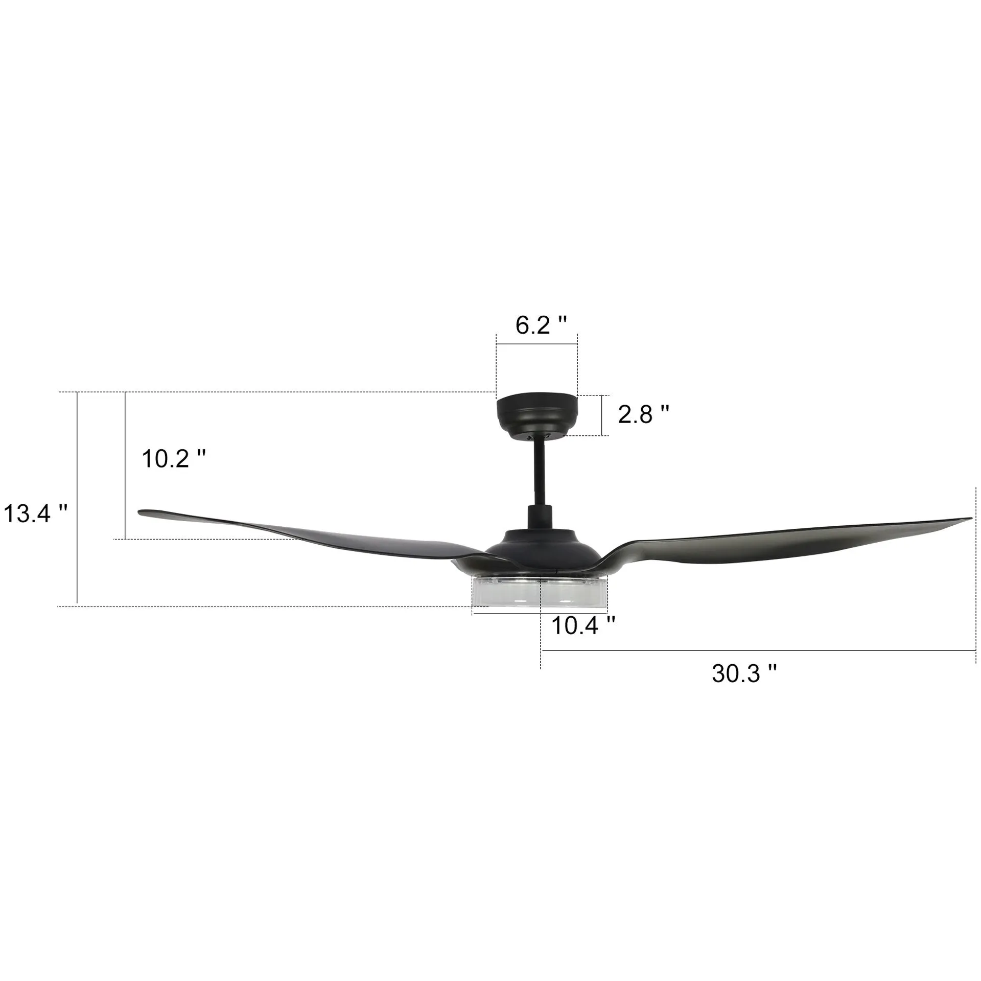 FLETCHER 56 inch 3-Blade Smart Ceiling Fan with LED Light Kit & Remote - Black/Black (Set of 2)