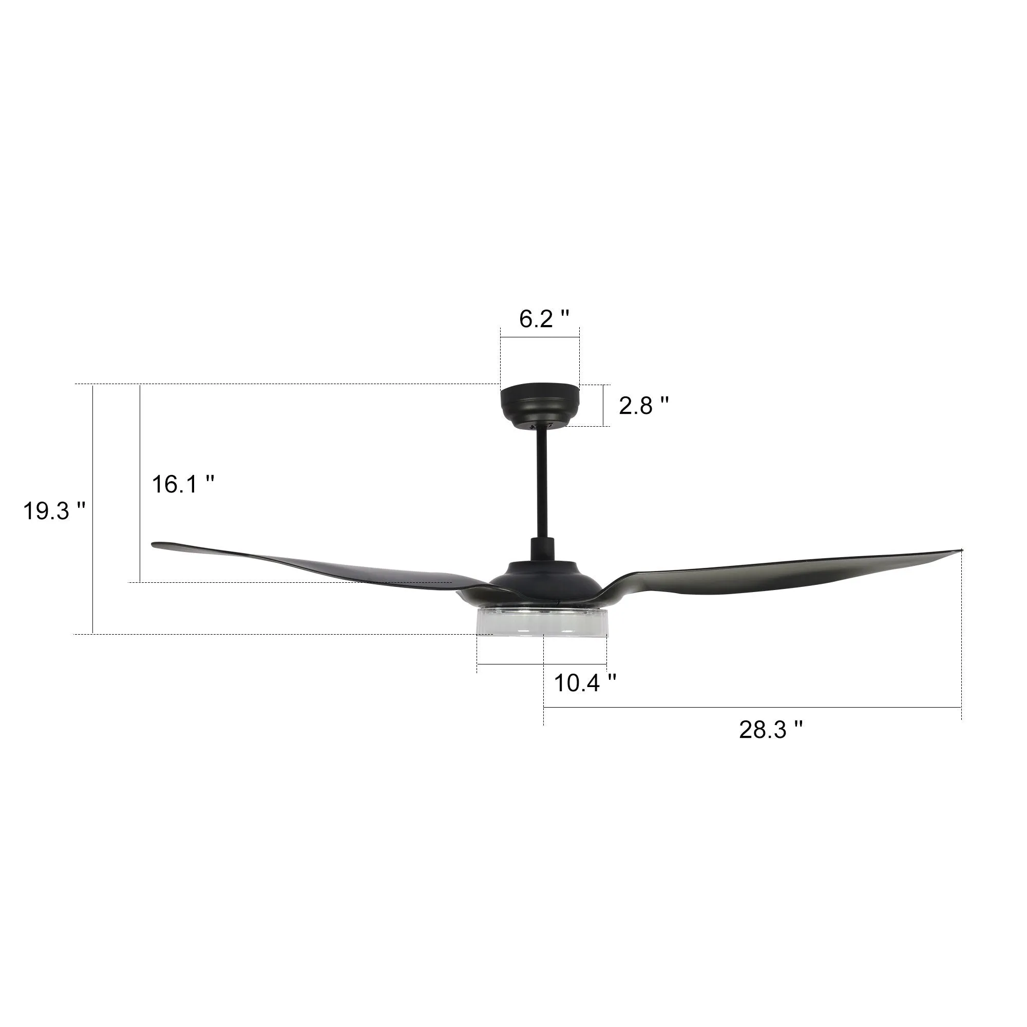 FLETCHER 56 inch 3-Blade Smart Ceiling Fan with LED Light Kit & Remote - Black/Black (Set of 2)