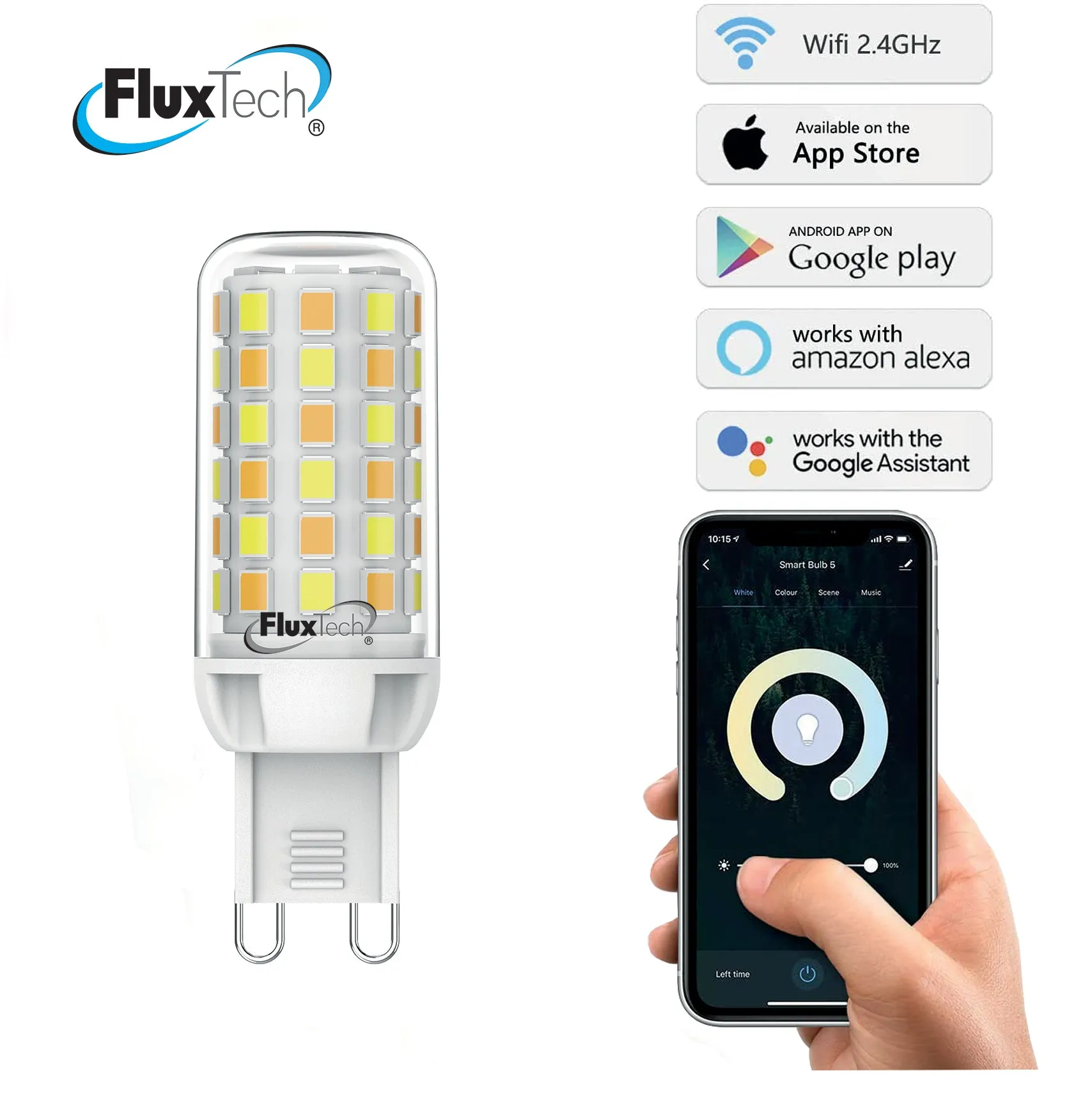 FluxTech – Wi-Fi Smart Dimmable CCT Colour G9 Bulb - 2nd Generation Upgraded Version