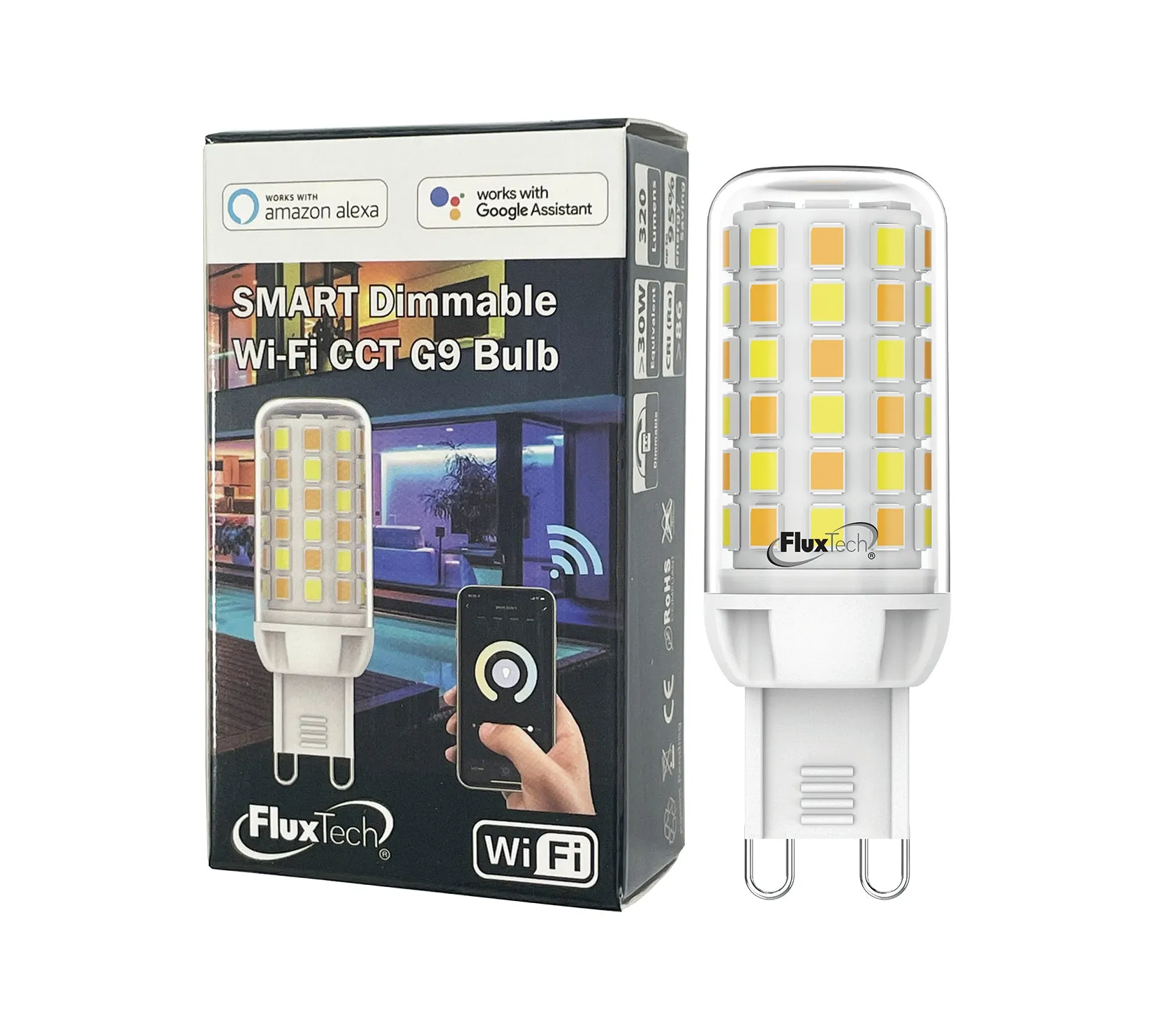 FluxTech – Wi-Fi Smart Dimmable CCT Colour G9 Bulb - 2nd Generation Upgraded Version