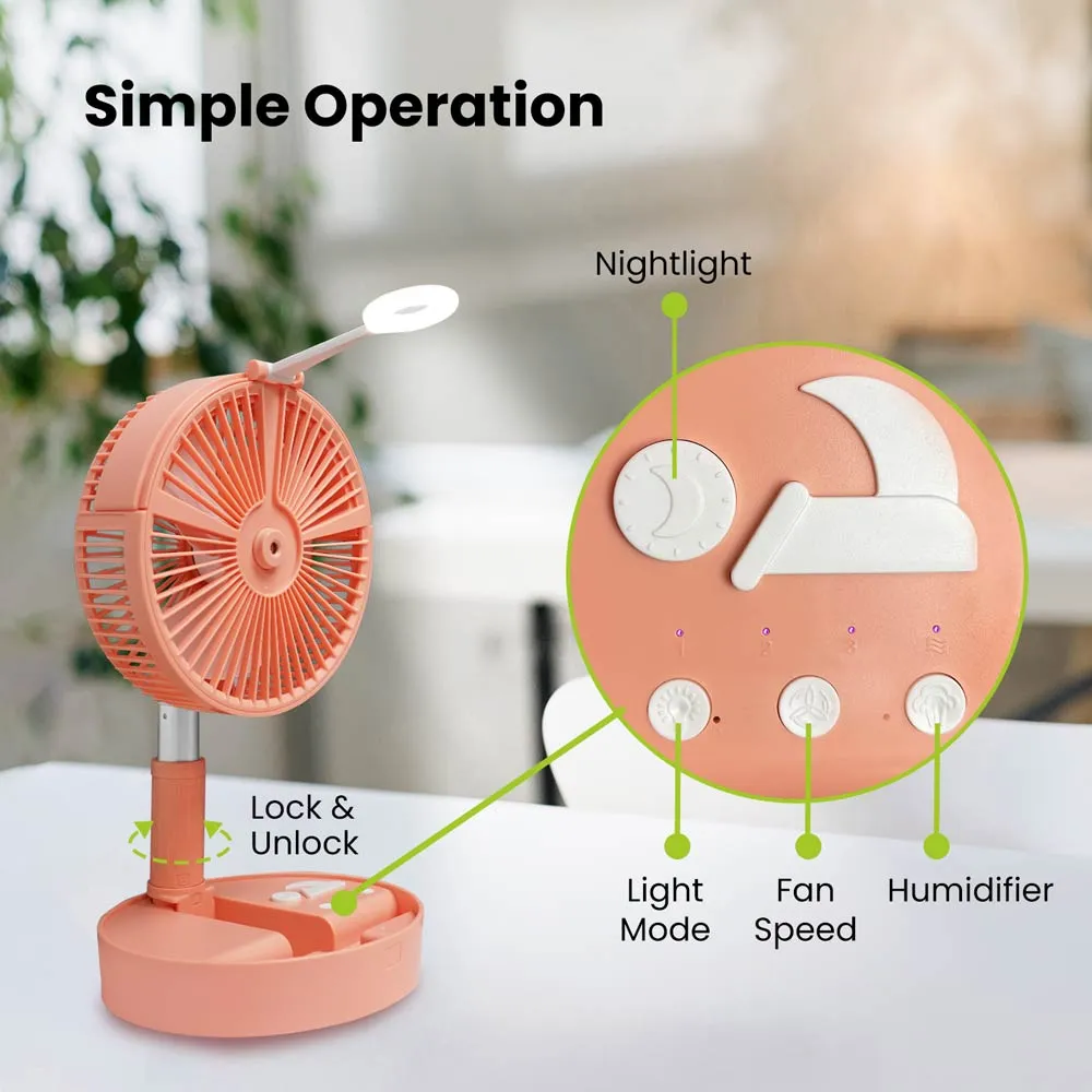 Folding Portable Mini Fan - Night Light