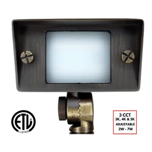 FPBCC04 Cast Brass 3CCT Adjustable 2W-7W Rectangular Built-In LED Flood Light Low Voltage Fixture