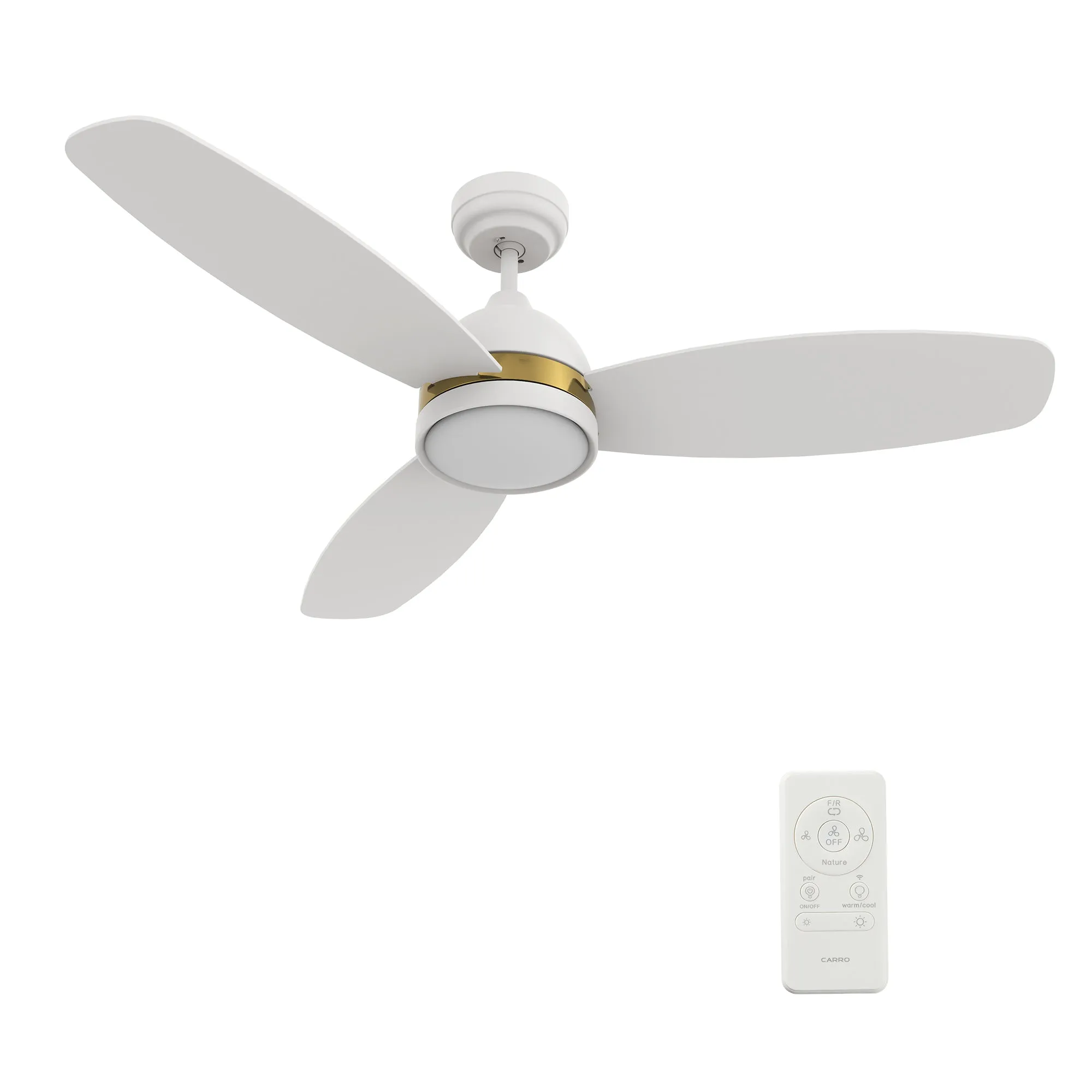 FREMONT 48 inch 3-Blade Smart Ceiling Fan with LED Light Kit & Remote- White/White