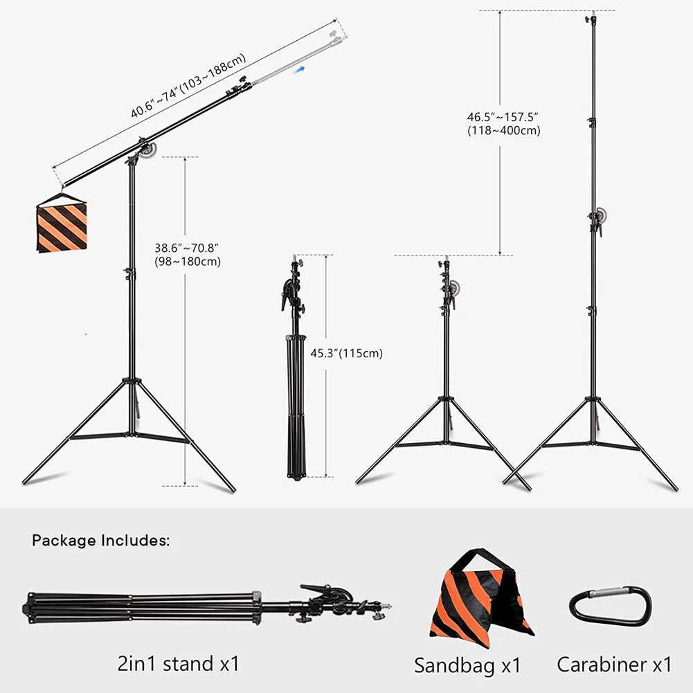 Heavy Duty 390cm / 13ft Photographic Boom Stand and Counterweight (5kg Load)