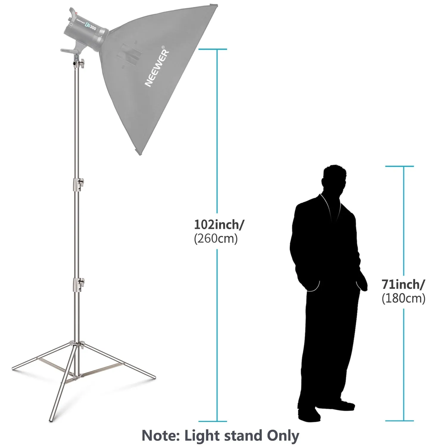 Hridz Stainless Steel 2.8m Heavy Duty Light Stand for Studio Softbox Bowen Lights Photography Studio 280cm Tripod