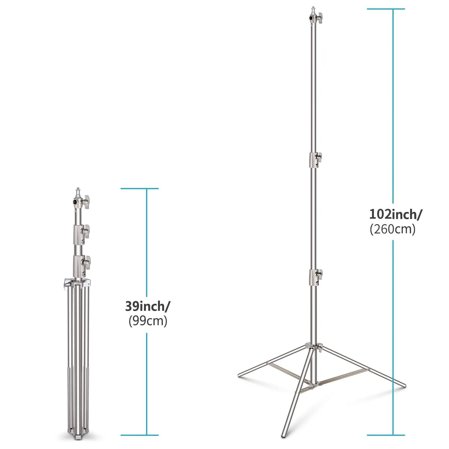 Hridz Stainless Steel 2.8m Heavy Duty Light Stand for Studio Softbox Bowen Lights Photography Studio 280cm Tripod