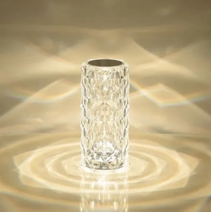 LED Crystal Rose Glass Night Light Table Lamp