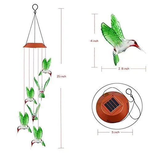 LED Solar Powered Hummingbird Chime