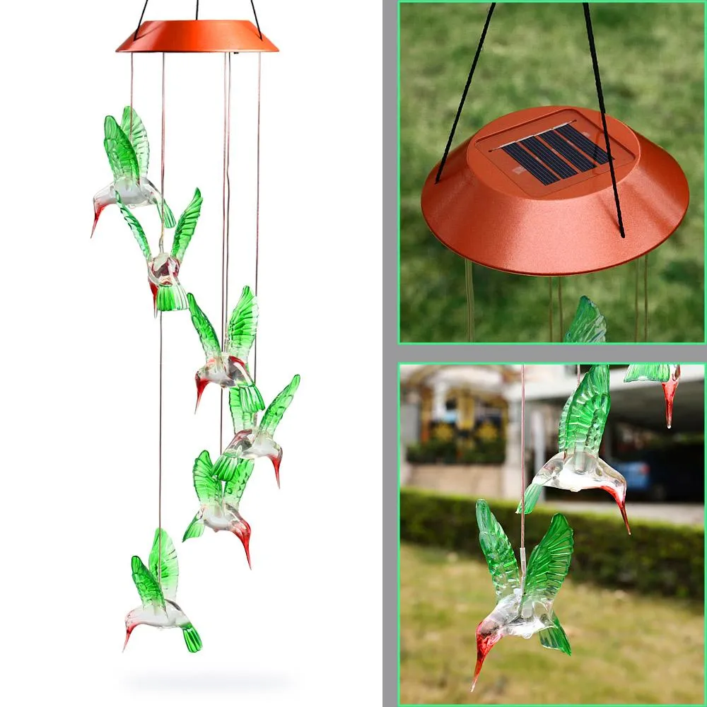 LED Solar Powered Hummingbird Chime