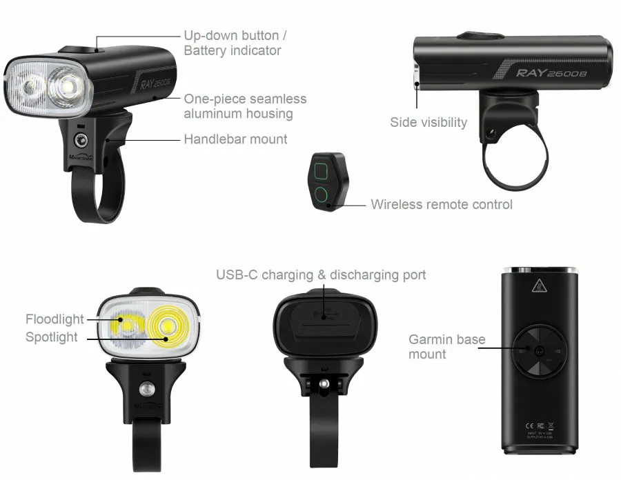 Magicshine RAY 2600B Front Light With Remote - 2600 Lumens