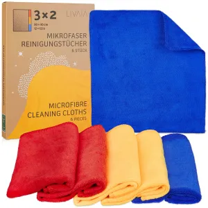 Microfiber Cleaning Cloth: 6 Microfiber Cleaning Cloths In Red, Blue, Yellow