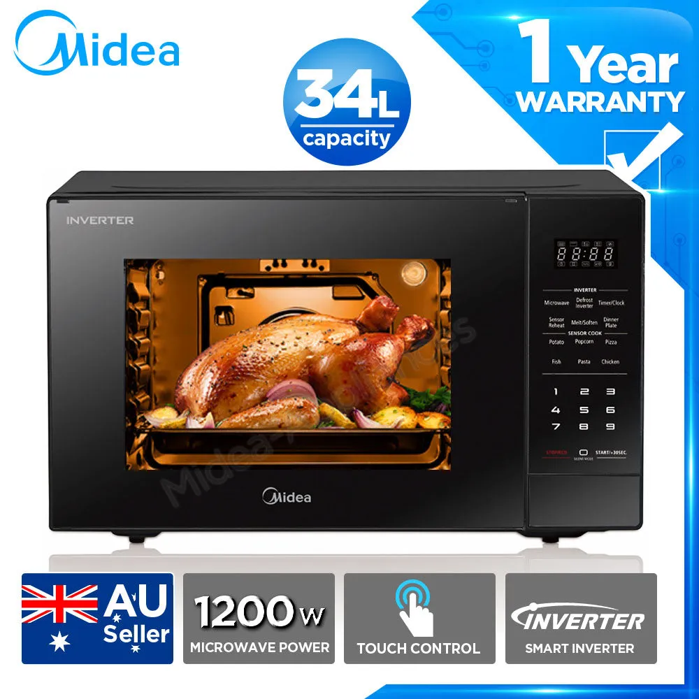 Midea 34L Inverter Microwave Oven Energy saving 1200W Fast cooking MMW34IN/MMW34WH