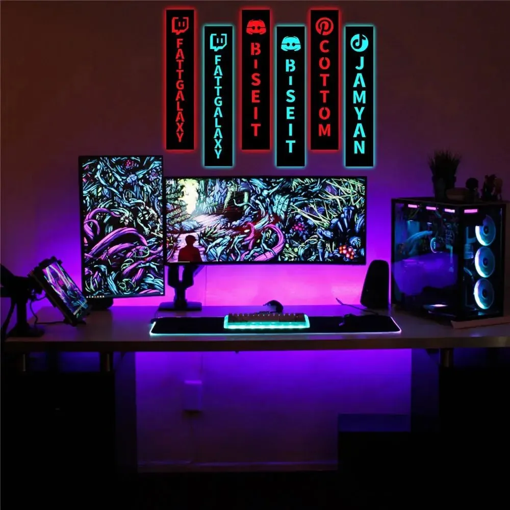 Personalized Gamer Tag Username LED Wall Lamp