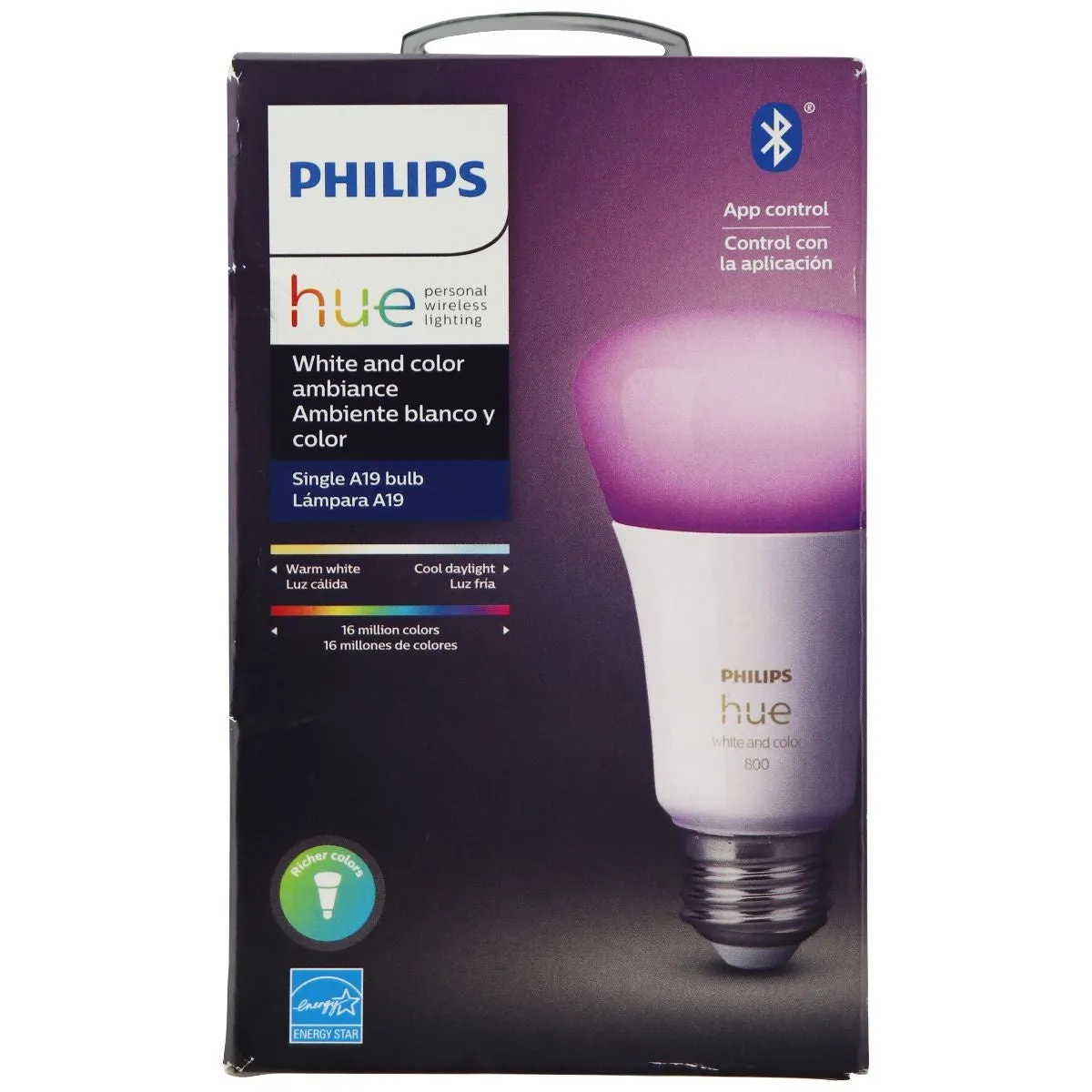 Philips Hue White and Color Ambiance A19 E26 LED App Controlled Smart Bulb