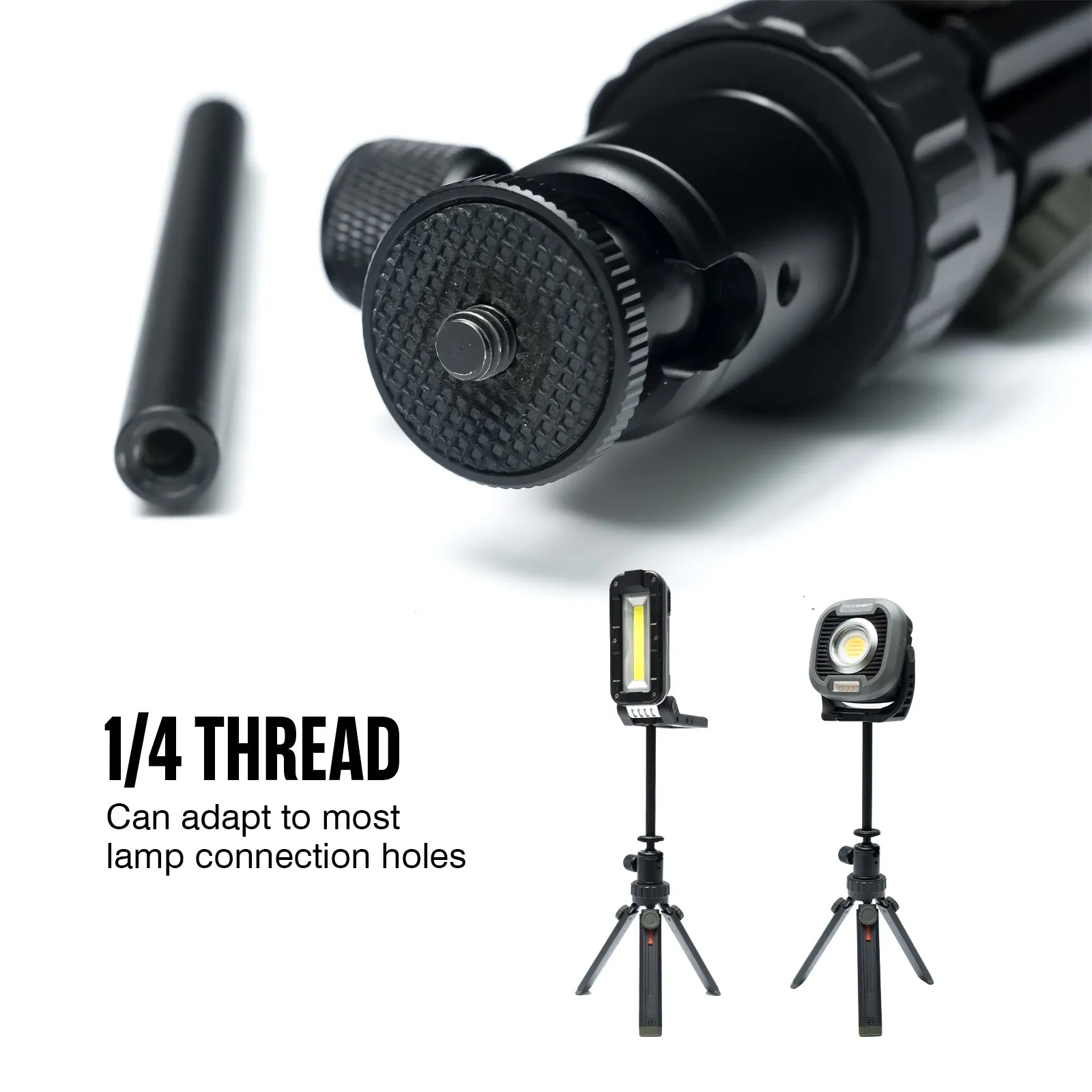 Portable LED Work Light Tripod 1/4 Spiral Portable Stand With Universal Shaft Extension Rod