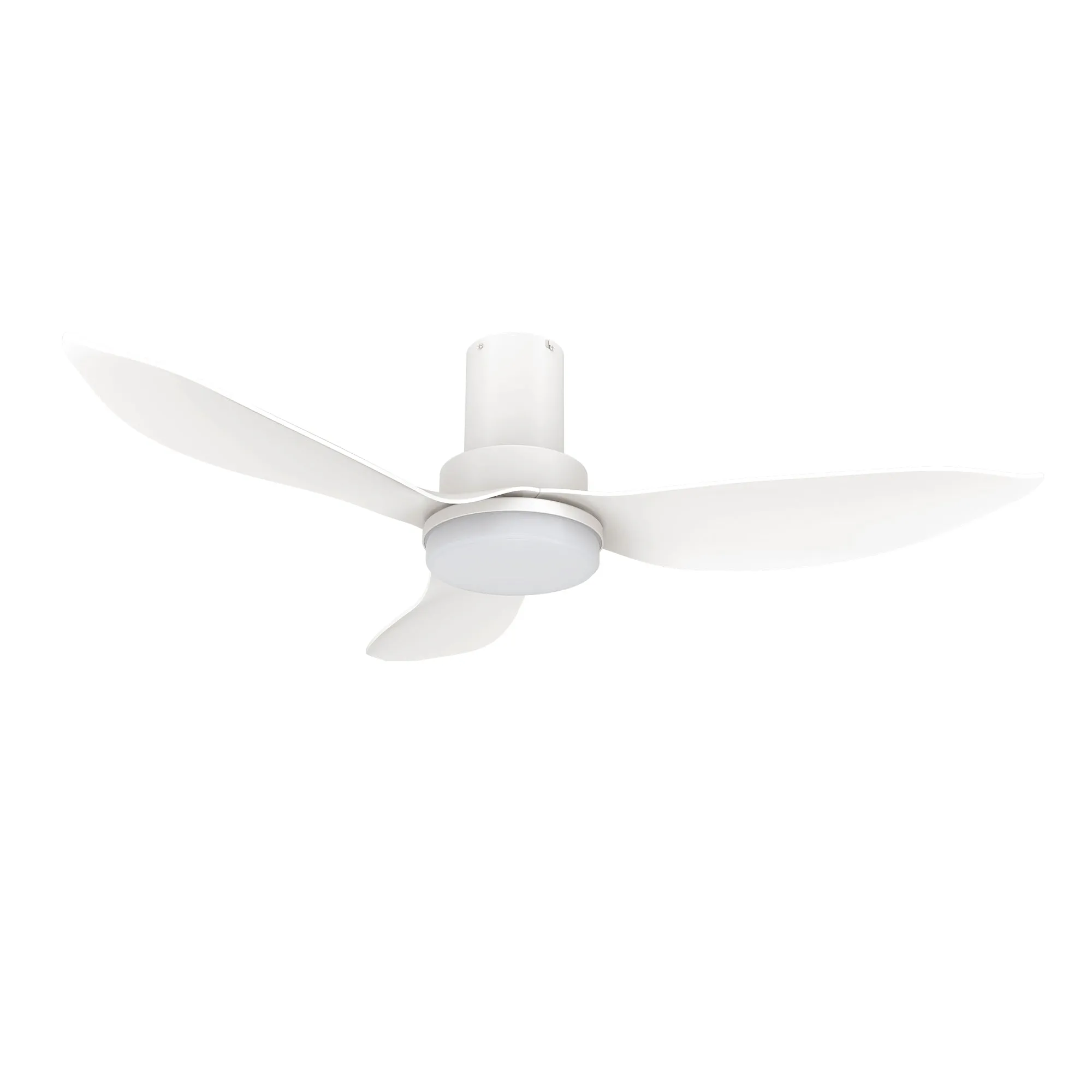 RYNA 36 inch 3-Blade Flush Mount Smart Ceiling Fan with LED Light Kit & Remote- White/White