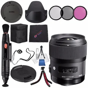 Sigma 35mm f/1.4 DG HSM Art Lens for Canon DSLR Cameras #340101   67mm 3 Piece Filter Kit   Lens Pen Cleaner   Microfiber Cleaning Cloth Bundle