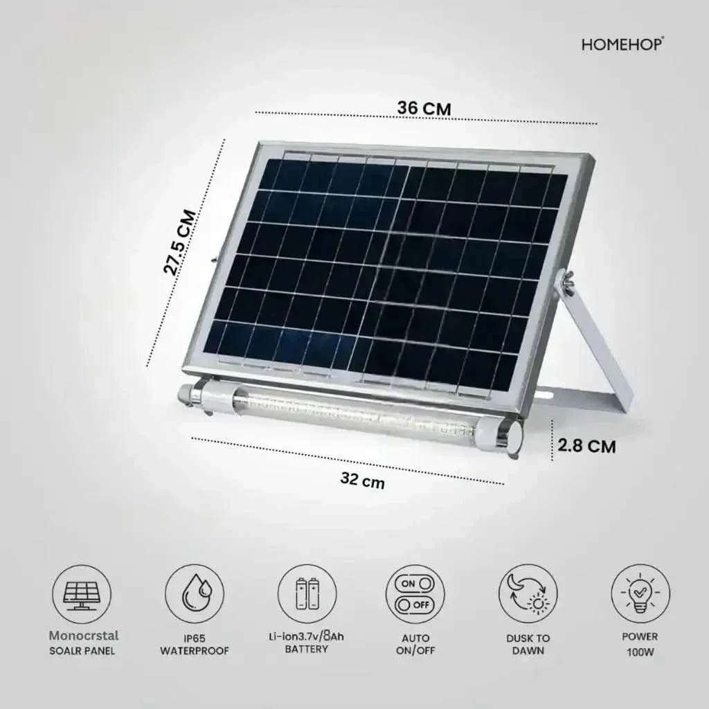 Solar Lamps For Home Outdoor, Indoor, Parking, Street Waterproof Rechargeable Light With Panel & Remote (100W)