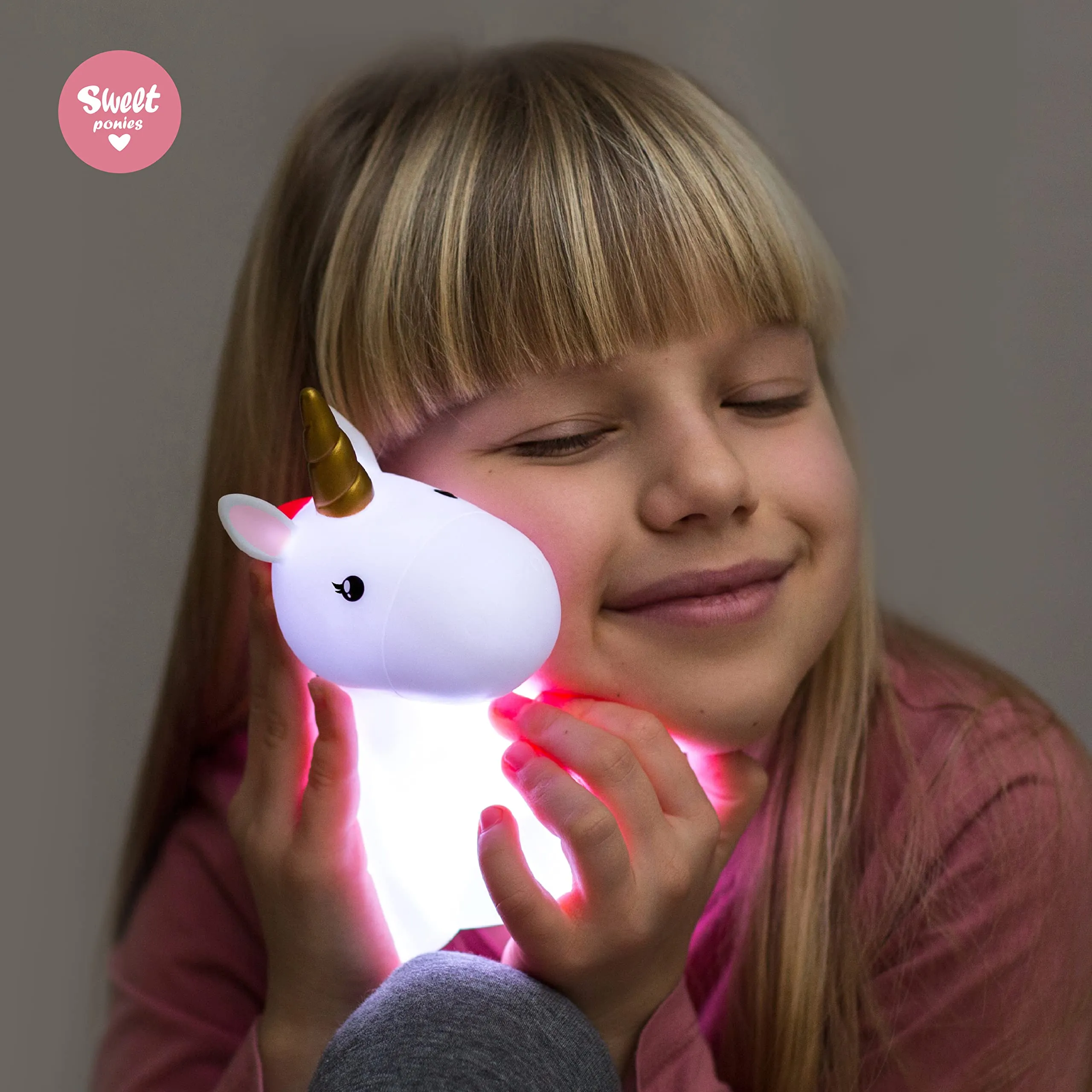 Sweet Ponies Unicorn LED Night Light - Color Changing Bedroom Lamp in Gift Package