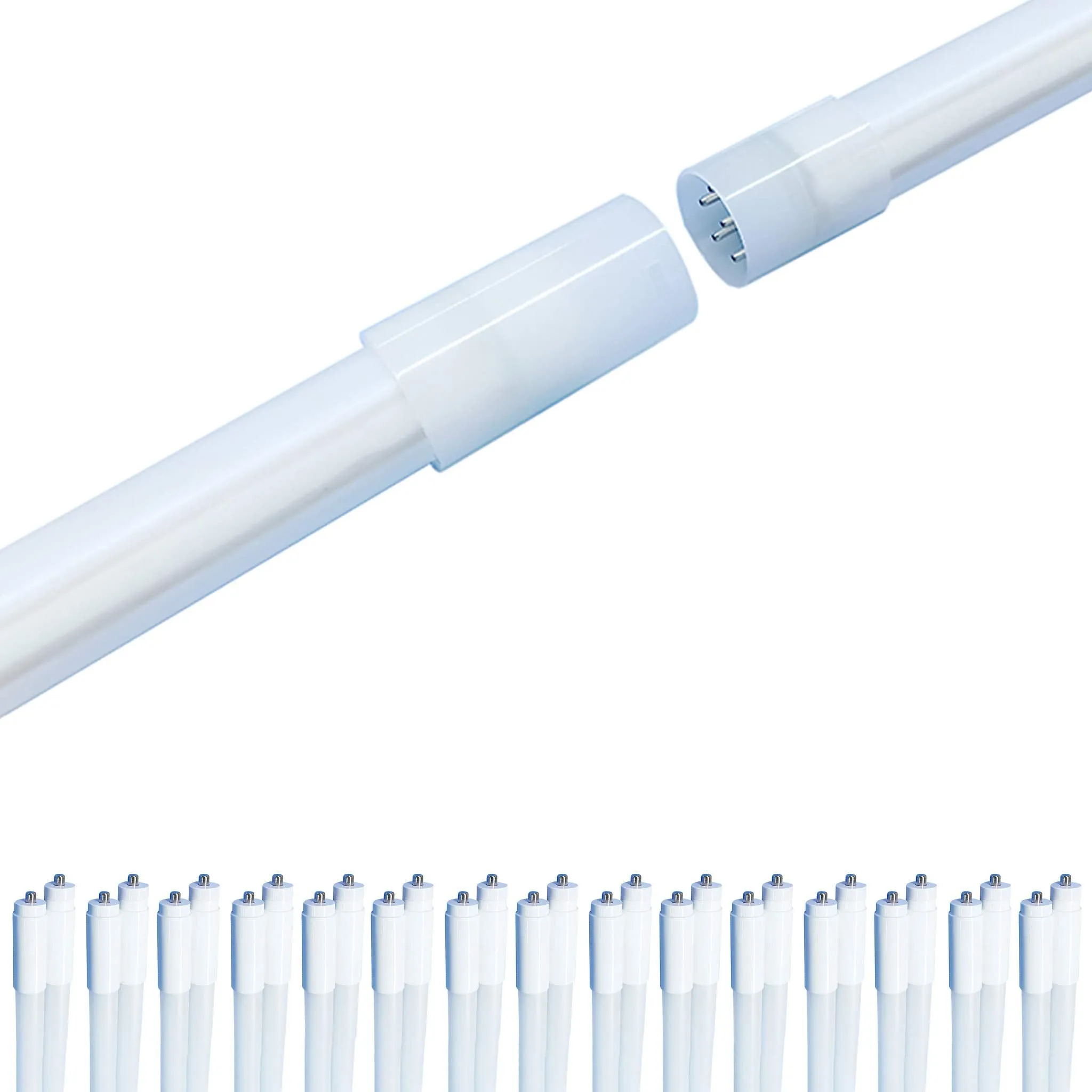 T8 LED Tube Lights 8FT - 5000K - Type A&B - Plug and Play or Ballast Bypass - 42W - 5500LM - Double Ended - 15 Pack