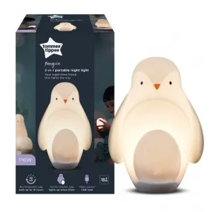 Tommee Tippee 2-in-1 Portable Penguin Night Light with UK Plug – Soothing Glow for Nursery & Travel