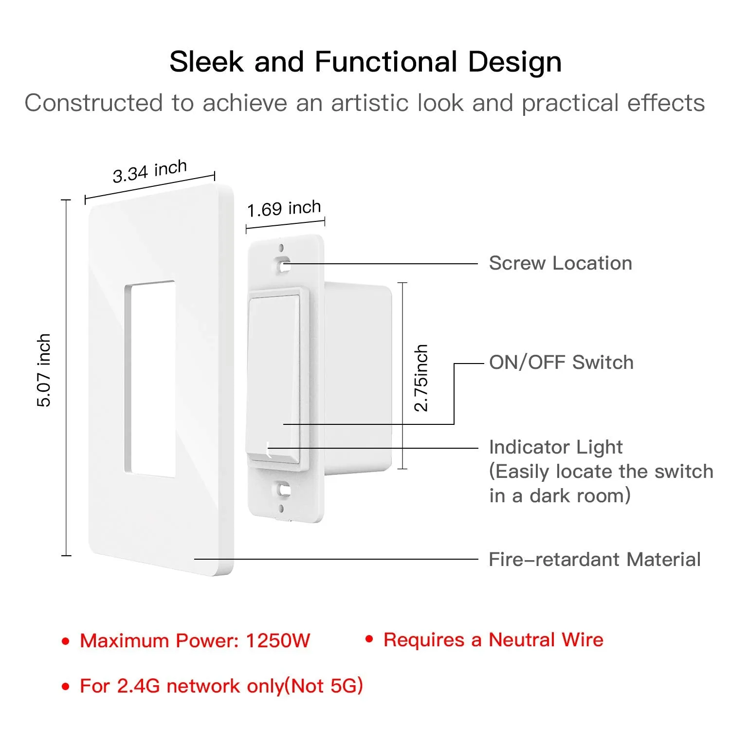 Treatlife 3 Way Smart Switch - Neutral Wire Required