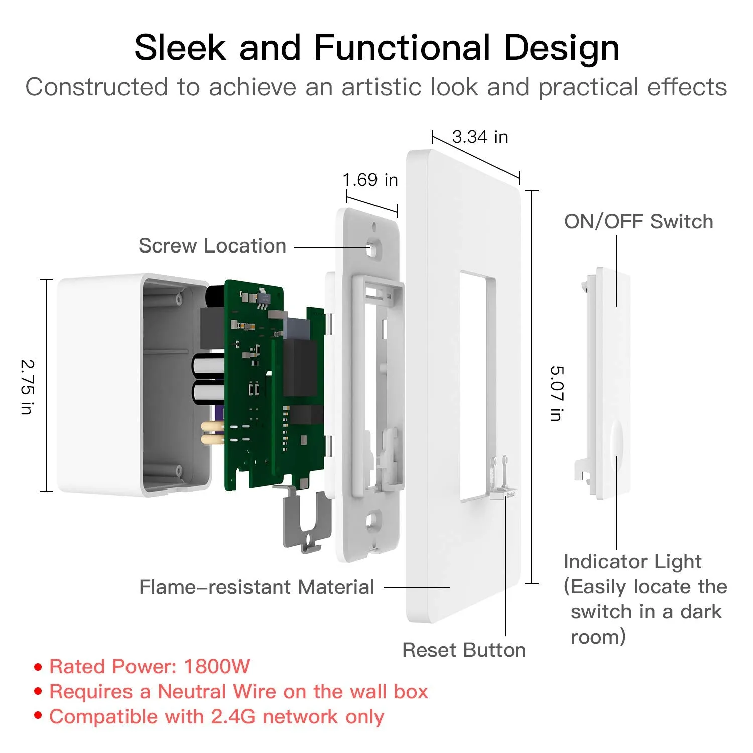 Treatlife 3 Way Smart Switch,Neutral Wire Required