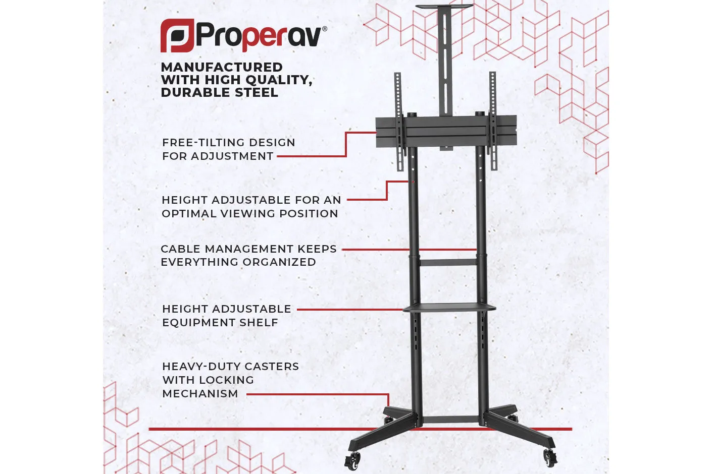 TV Trolley Stand on Wheels 37" 40" 43" 48" 49" 50" 55" 60" 63" 70" Max Load 50kg VESA Max 400-600mm