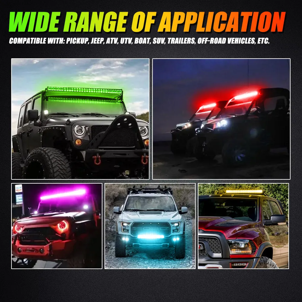 V-PRO Series 22Inch/32 Inch/42 Inch/52Inch RGBW Color Changing Off Road Led Light Bar