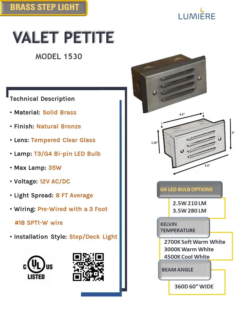 Valet Petite LED Brass Step Light Natural Bronze