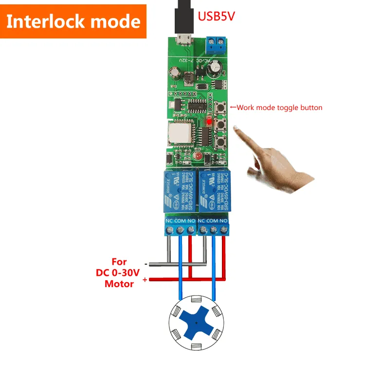 WiFi Inching Relay Momentary/Self-Locking/Interlock Switch Module (ST-DC2)