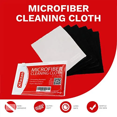 XFasten Microfiber Cleaning Cloth, 6-Pack, 6-Inch by 7-Inch