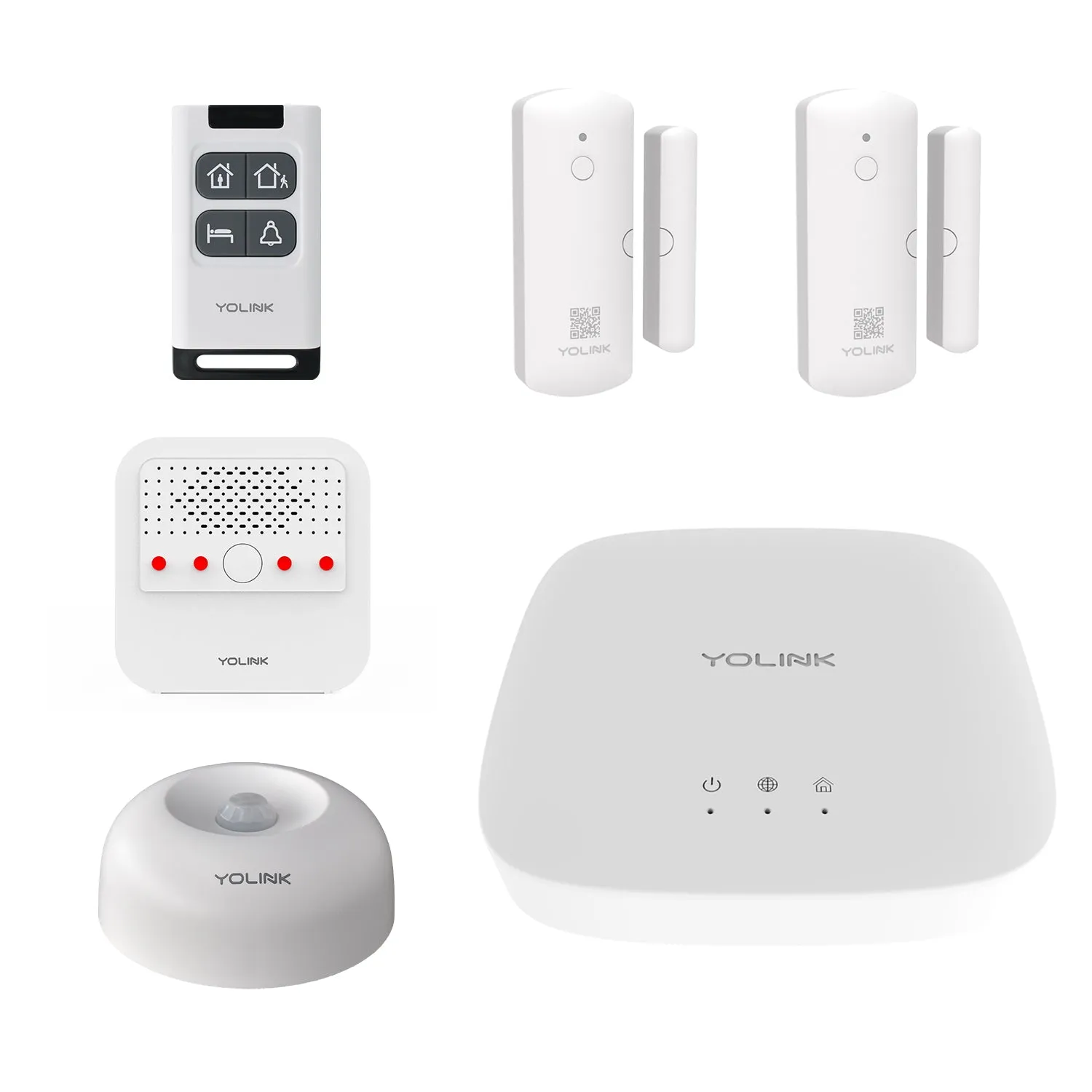 YoLink Home Security Starter Kit - Wireless Smart DIY Burglar Alarm, Intrusion Detection, LoRa, Motion, Door Sensors, Siren & Hub